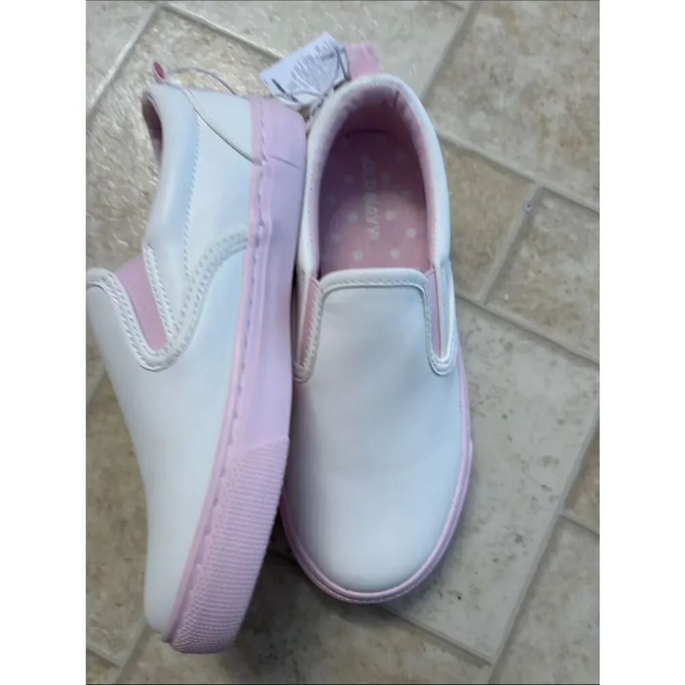 Old Navy White and Pink Girls Slip-On Sneakers